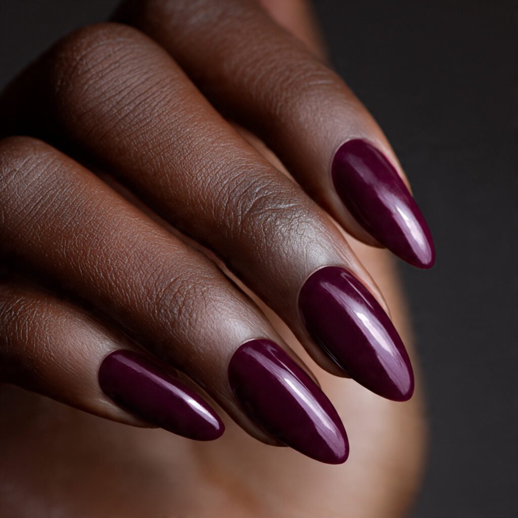 27 Gorgeous Nail Ideas for Black Women You Will Love 6 Deep Plum Nail Ideas