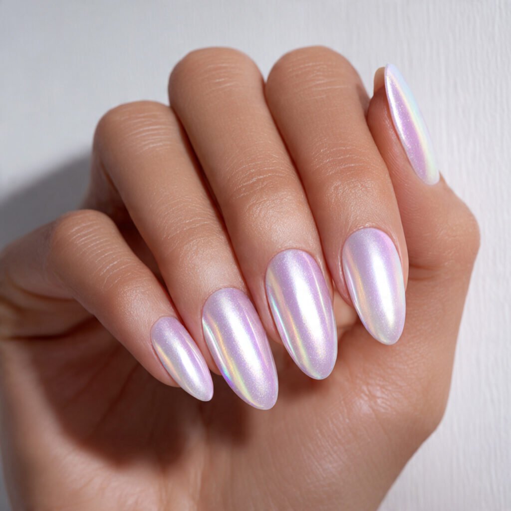 Pearlescent White Nails Ideas