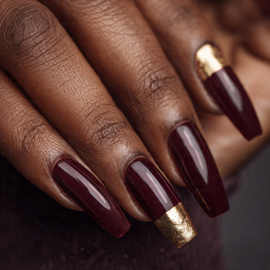 27 Gorgeous Nail Ideas for Black Women You Will Love 7 Gold Accent Nail Ideas