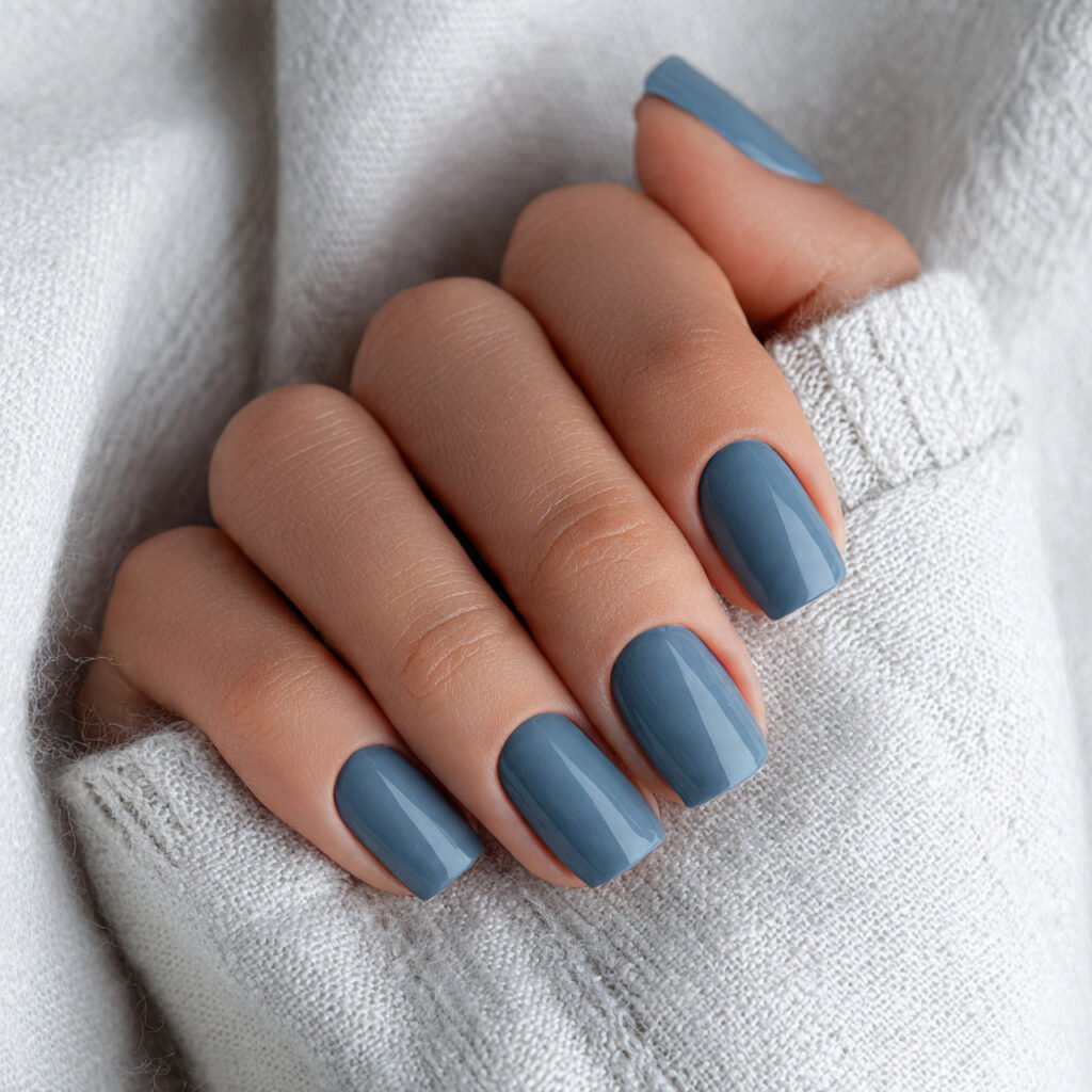 Denim Blue Nail Design