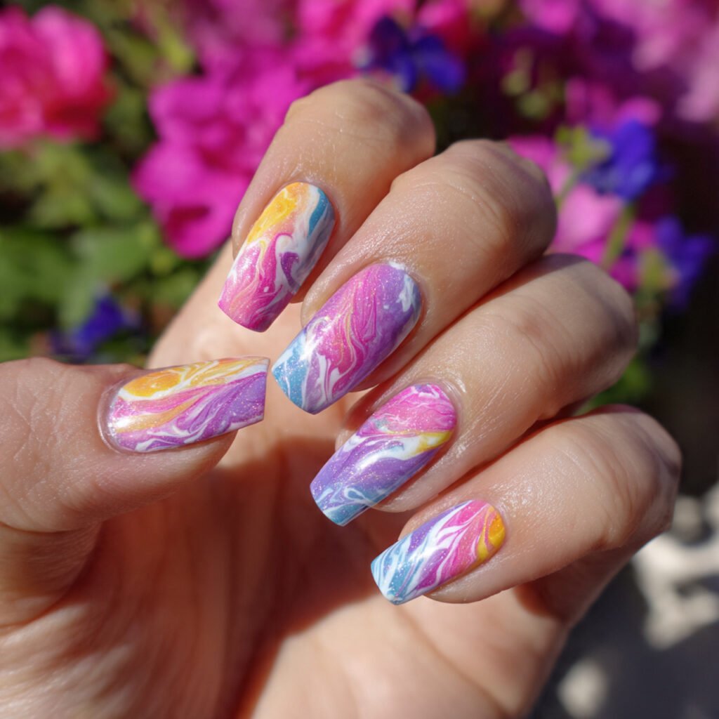 29 Fresh Summer Nails Ideas That Are Trending Right Now 10 Tie Dye Nails Ideas