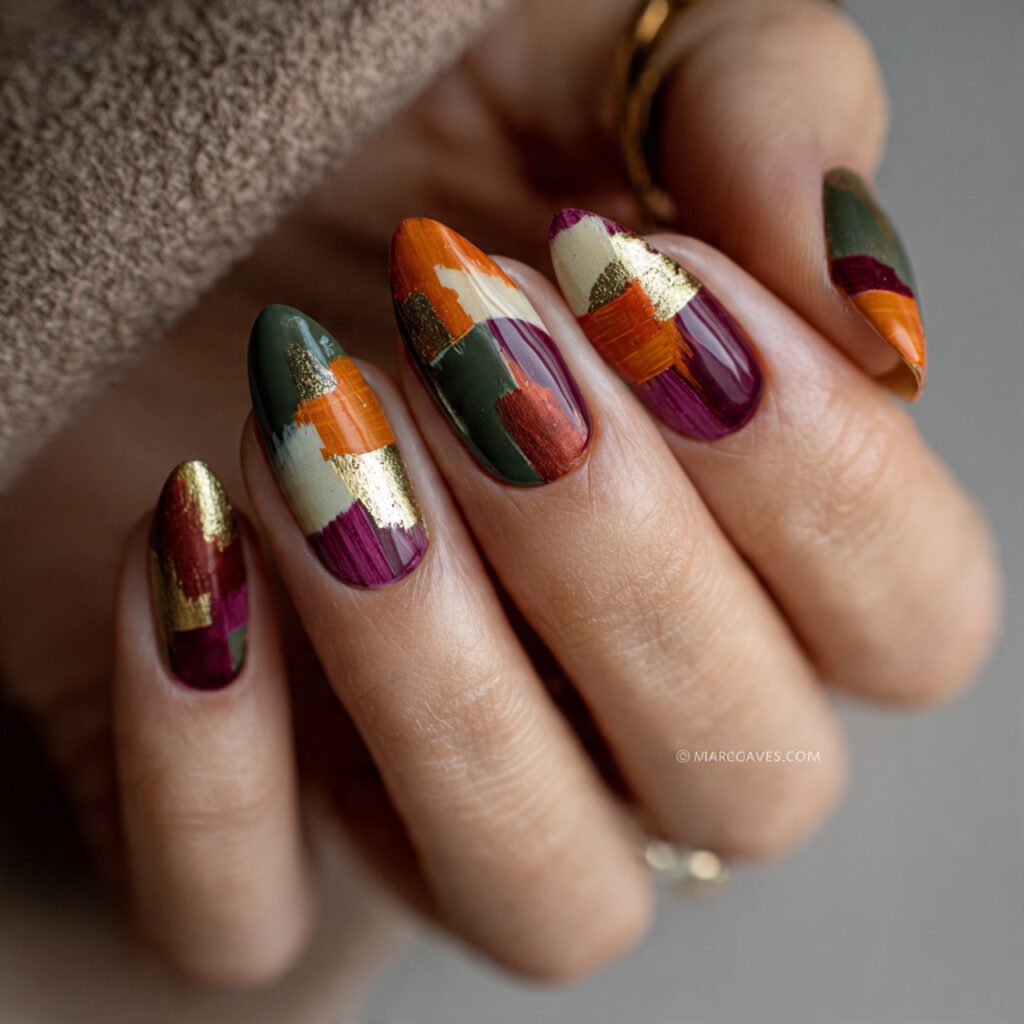 26 Stunning Fall Nail Ideas to Transform Your Look This Season 22 Abstract Autumn Nail Ideas