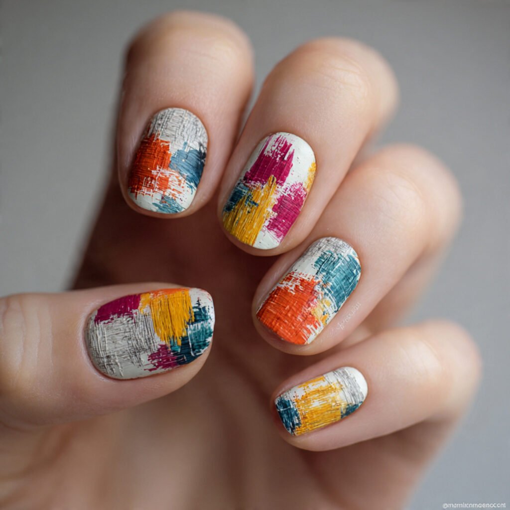 23 Square Nail Ideas You’ll Want to Copy This Season 12 Abstract brushstroke look