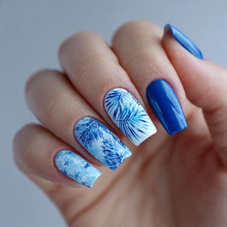 Blue summer nails