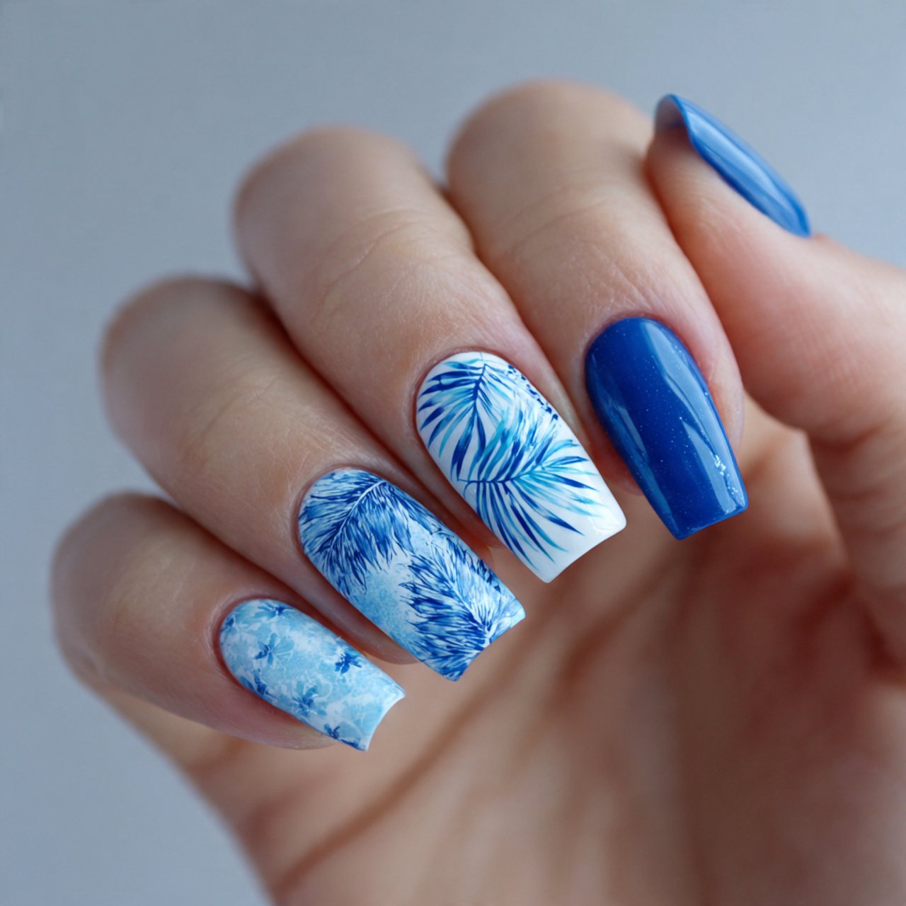 Blue summer nails
