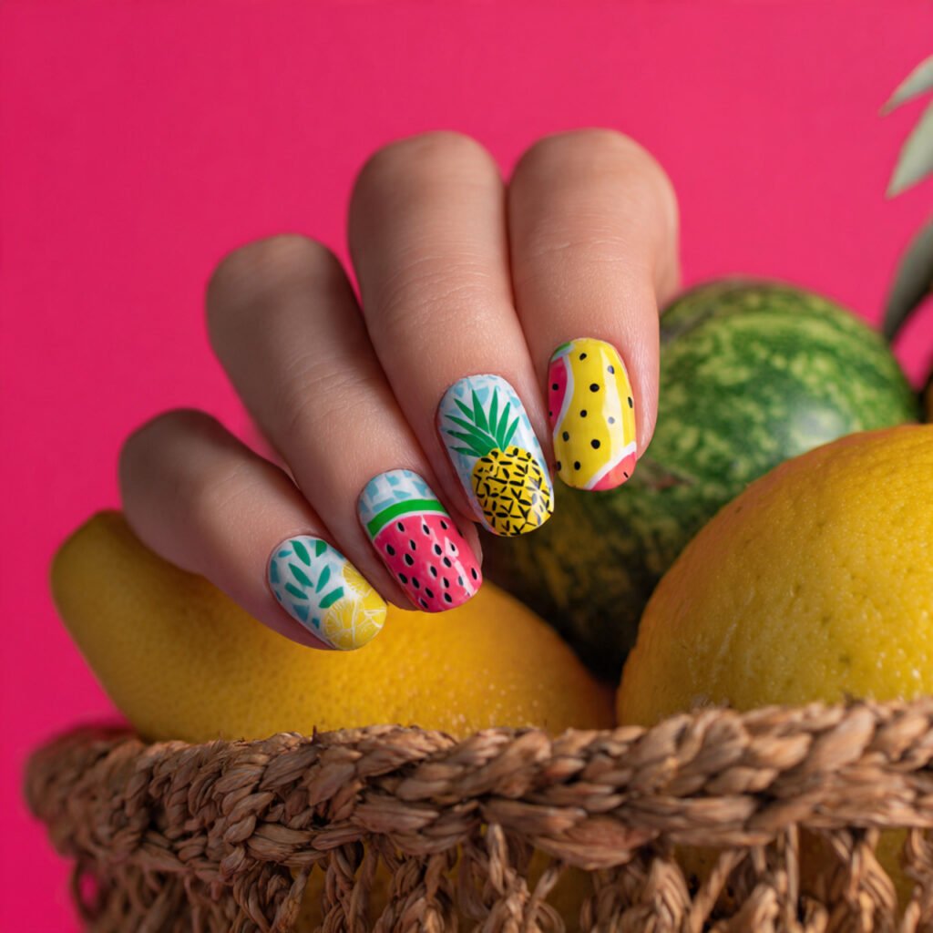 28 Top beach nail ideas: Stunning Designs for Summer 2026 14 Bold Abstract Fruit Ideas