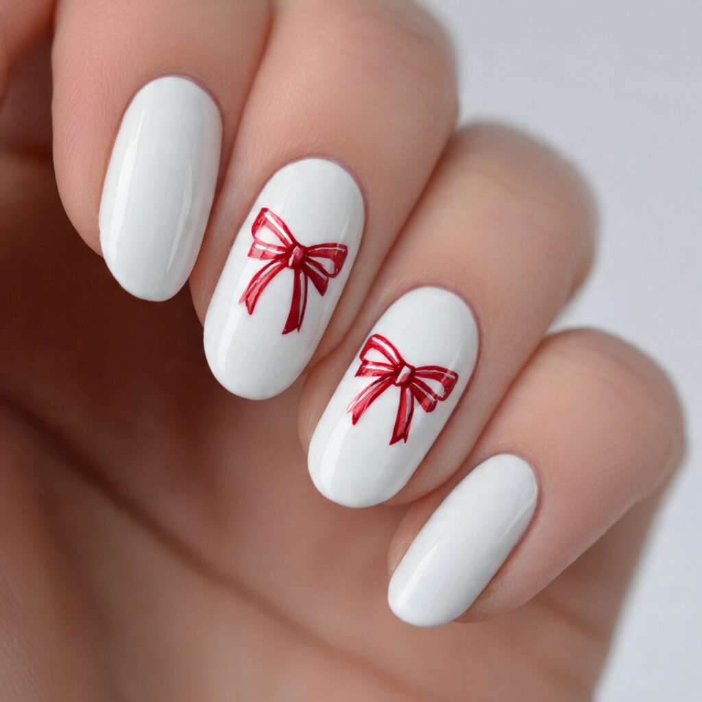 27 Holiday Nail Ideas That Will Make Your Festive Season Shine 22 Bow Nail Art Ideas