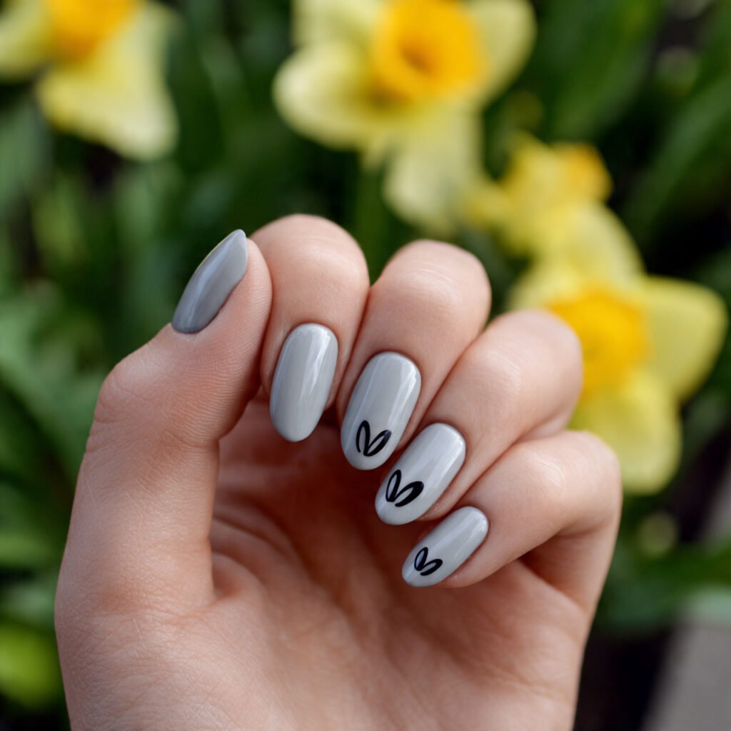 29 Best Easter Nail Ideas for a Fresh Spring Look 15 Tiny bunny silhouettes