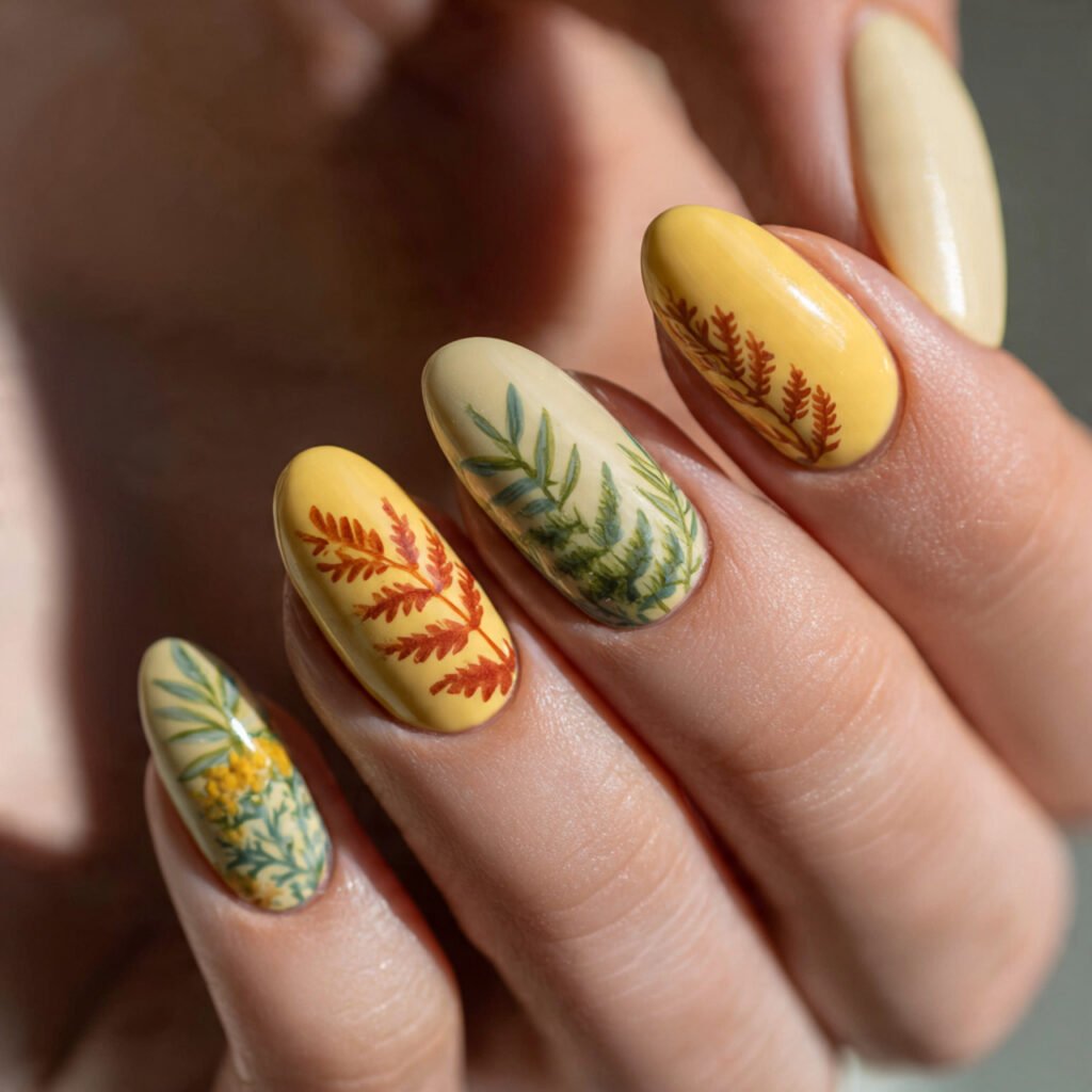 28 Fresh Butter Yellow Nail Ideas Every Nail Lover Needs to See 23 Butter Yellow Botanical Nail Ideas