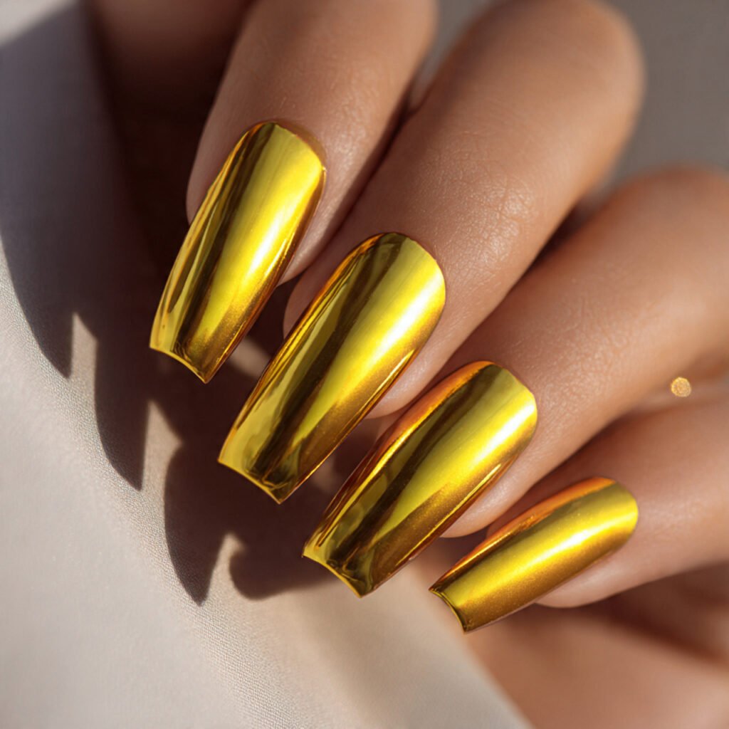 28 Fresh Butter Yellow Nail Ideas Every Nail Lover Needs to See 5 Butter Yellow Chrome Nail Ideas