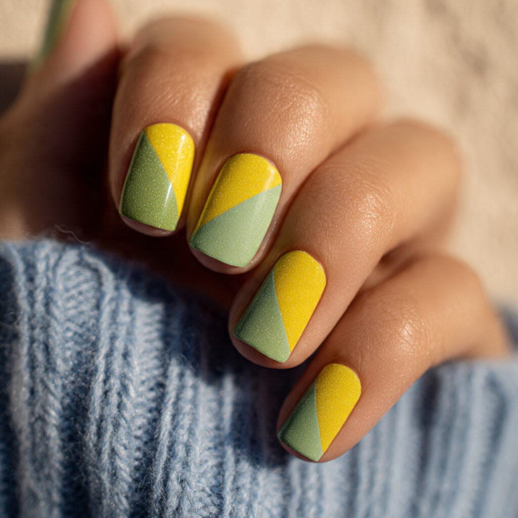 28 Fresh Butter Yellow Nail Ideas Every Nail Lover Needs to See 15 Butter Yellow Color Block Nail Ideas