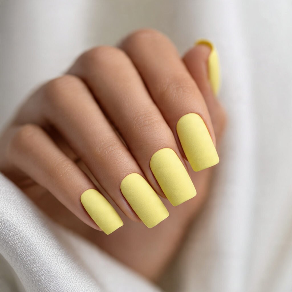 28 Fresh Butter Yellow Nail Ideas Every Nail Lover Needs to See 9 Butter Yellow Matte Nail Ideas