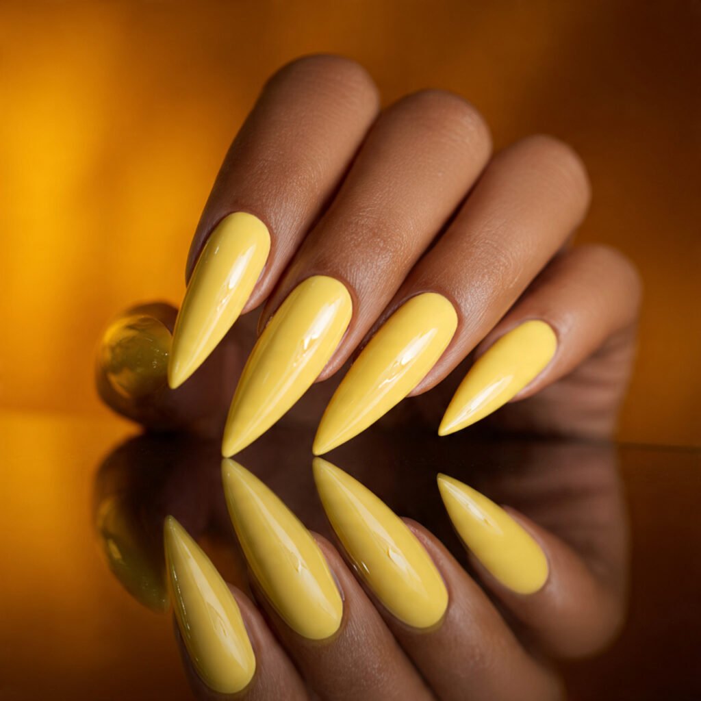 28 Fresh Butter Yellow Nail Ideas Every Nail Lover Needs to See 25 Butter Yellow Stiletto Nail Ideas