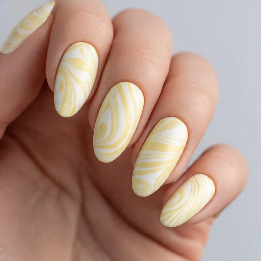 28 Fresh Butter Yellow Nail Ideas Every Nail Lover Needs to See 21 Butter Yellow Swirl Nail Ideas
