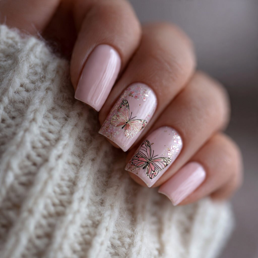 29 Best Easter Nail Ideas for a Fresh Spring Look 19 Spring butterfly decals