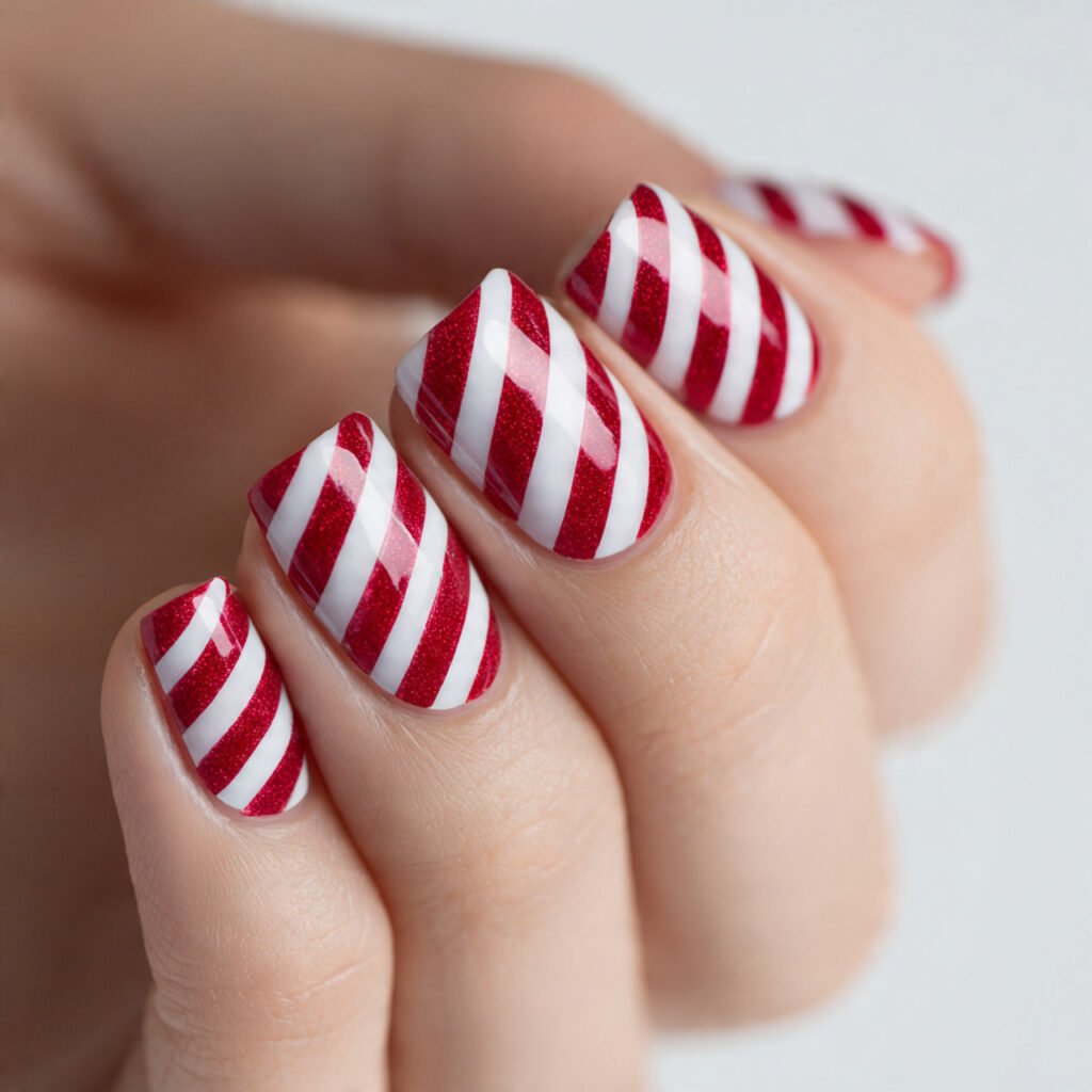 27 Holiday Nail Ideas That Will Make Your Festive Season Shine 4 Candy Cane Nail Ideas
