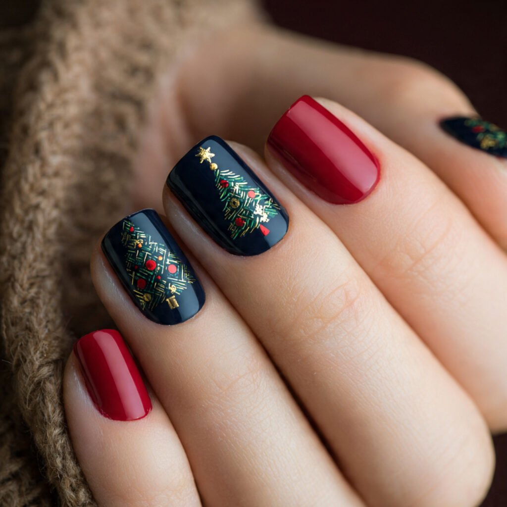 27 Holiday Nail Ideas That Will Make Your Festive Season Shine 3 Christmas Tree Nail Art Ideas