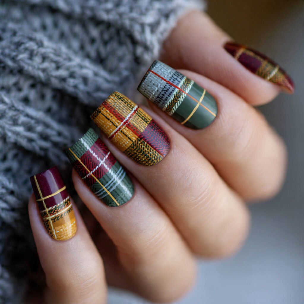 26 Stunning Fall Nail Ideas to Transform Your Look This Season 4 Cozy Plaid Nail Ideas