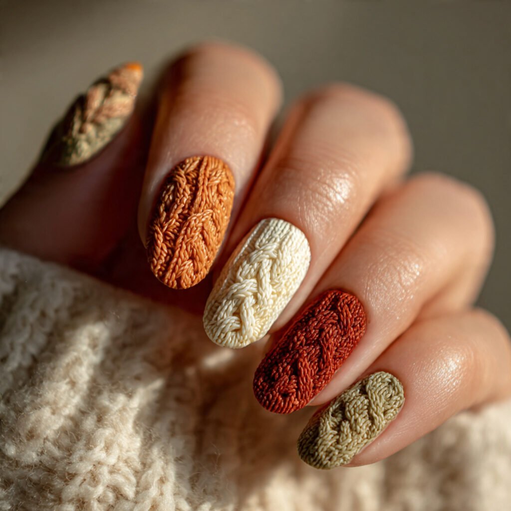 26 Stunning Fall Nail Ideas to Transform Your Look This Season 13 Cozy Sweater Nail Ideas