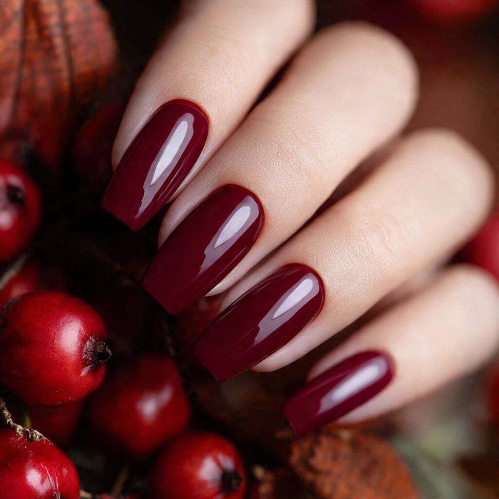 26 Stunning Fall Nail Ideas to Transform Your Look This Season 15 Cranberry Red Nail Ideas
