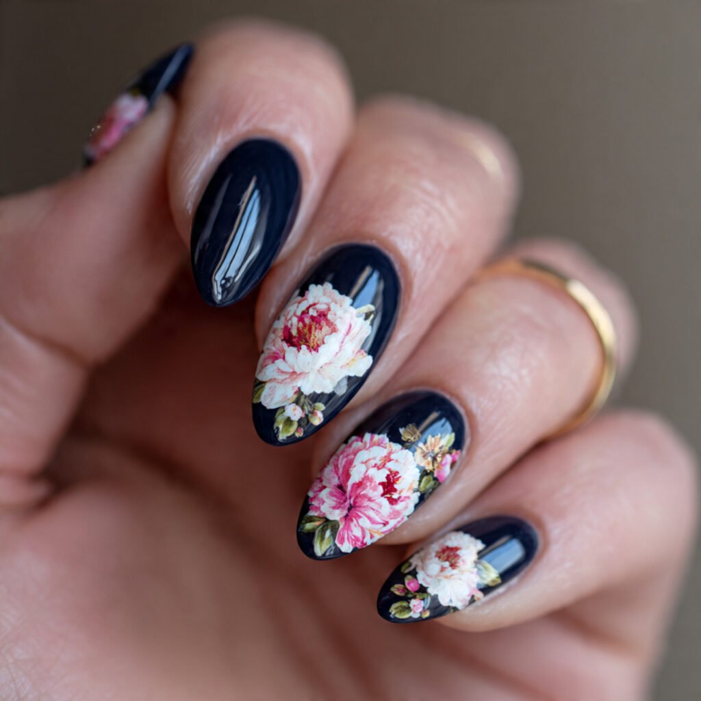 25 Spring Nails 2026 Ideas Flowers From Daisies to Dark Florals 20 Dark Floral Nail Ideas for Spring 2026