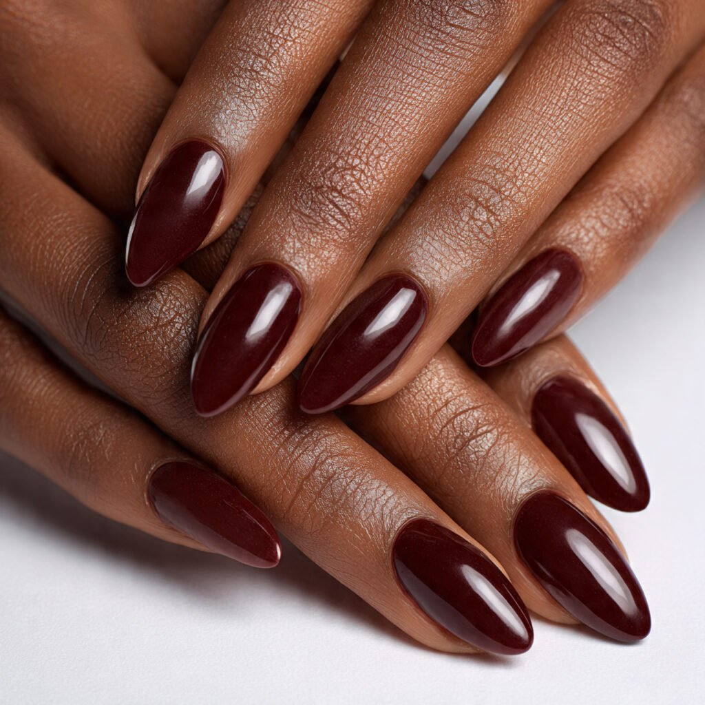 29 Fall Nail Ideas for Black Women From Burgundy to Gold Chrome 2 Deep Burgundy Fall Nail Ideas