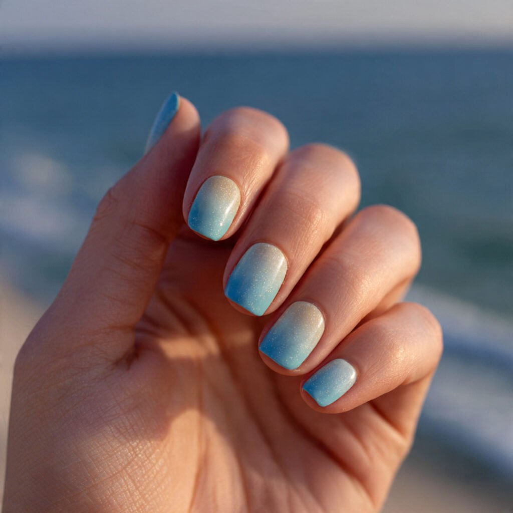 28 Top beach nail ideas: Stunning Designs for Summer 2026 17 Dreamy Coastal Ombre Ideas