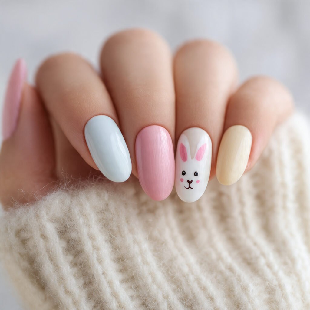 28 Easter Nail Ideas Spring Almond Looks You Will Obsess Over 18 Easter Bunny Almond Nail Ideas