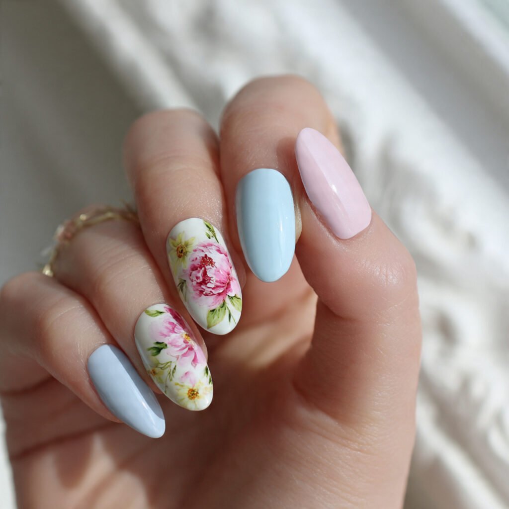 28 Easter Nail Ideas Spring Almond Looks You Will Obsess Over 24 Floral Accent Almond Nail Ideas