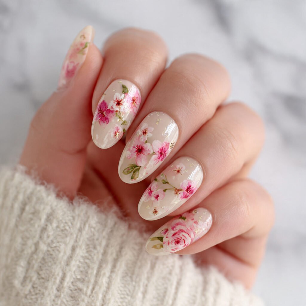28 Easter Nail Ideas Spring Almond Looks You Will Obsess Over 3 Floral Almond Easter Nail Ideas