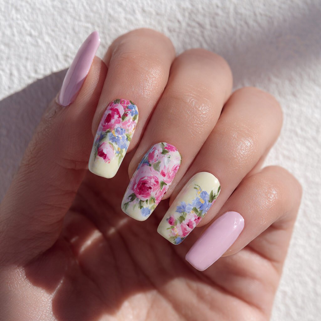 23 Square Nail Ideas You’ll Want to Copy This Season 23 Fresh spring bloom design