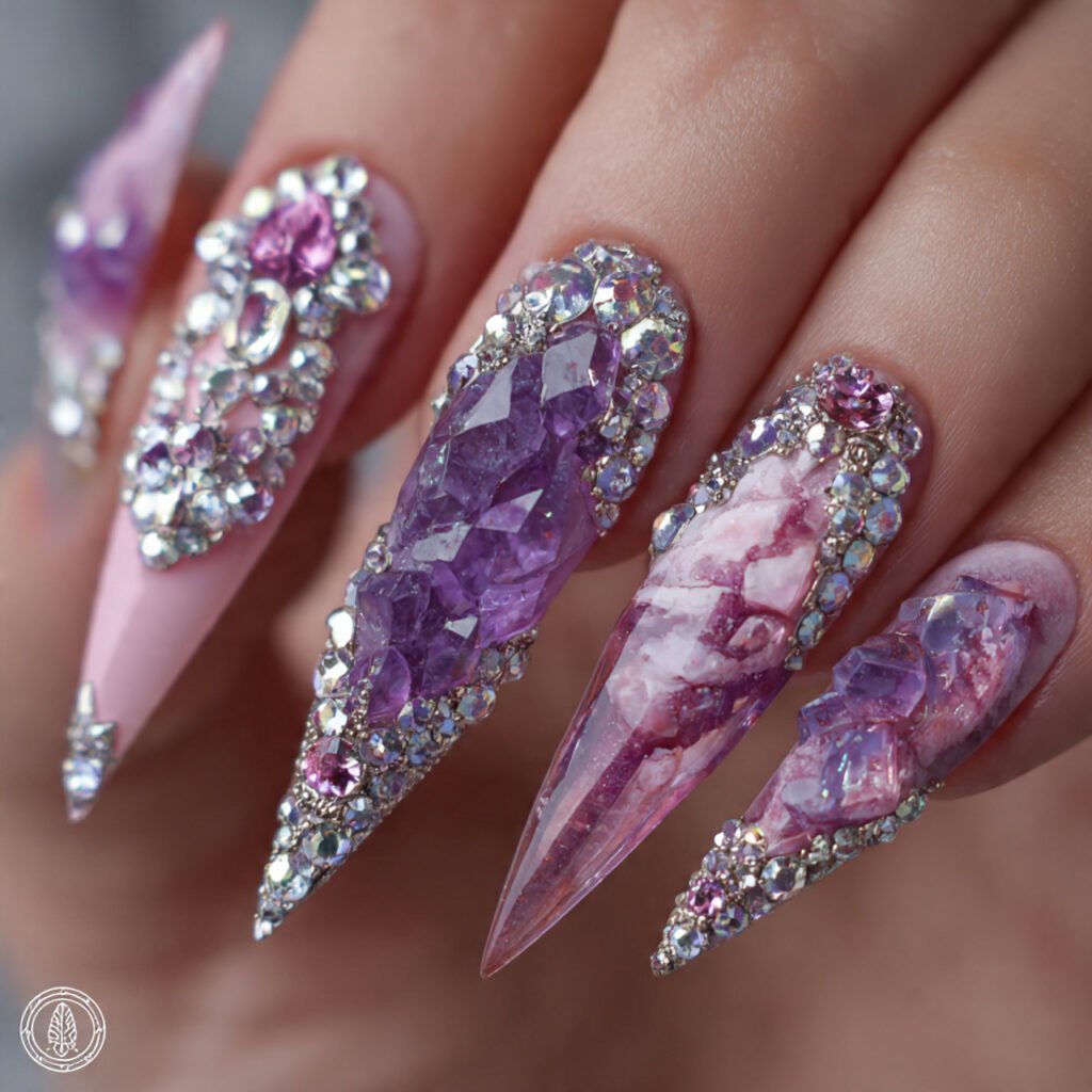 Gemstone and Crystal Nail Ideas