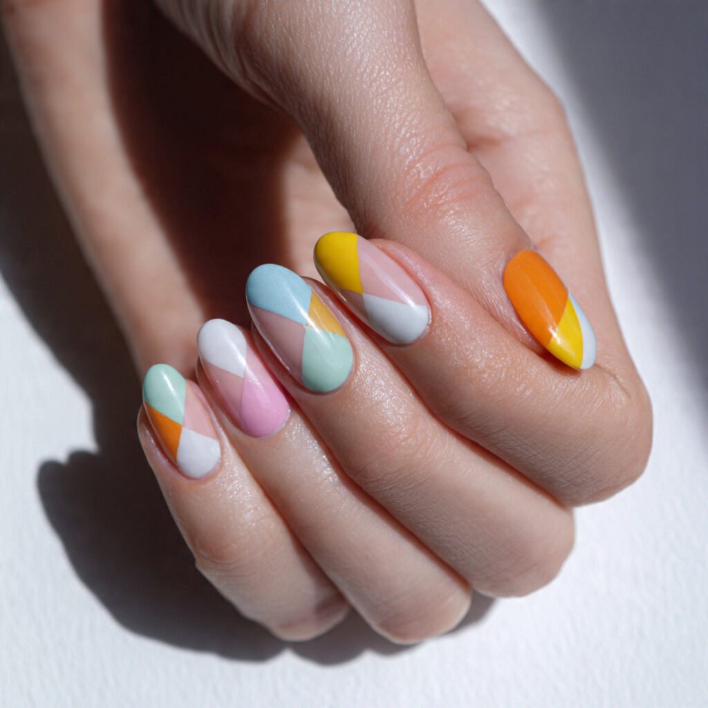 28 Easter Nail Ideas Spring Almond Looks You Will Obsess Over 19 Geometric Almond Nail Ideas for Easter