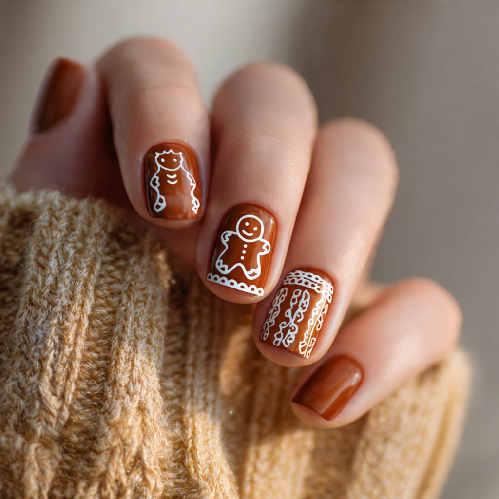 27 Holiday Nail Ideas That Will Make Your Festive Season Shine 19 Gingerbread Nail Art Ideas
