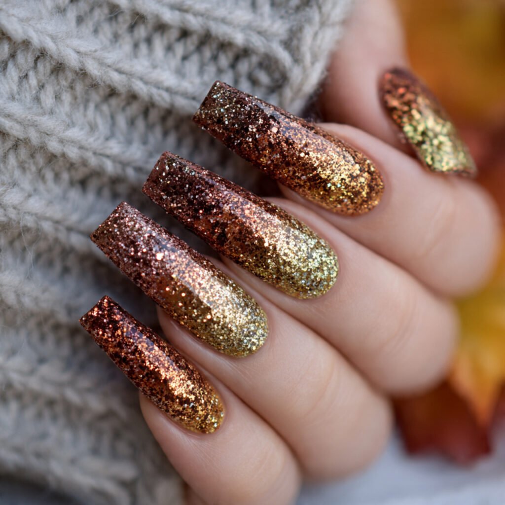 26 Stunning Fall Nail Ideas to Transform Your Look This Season 25 Glitter Fall Nail Ideas