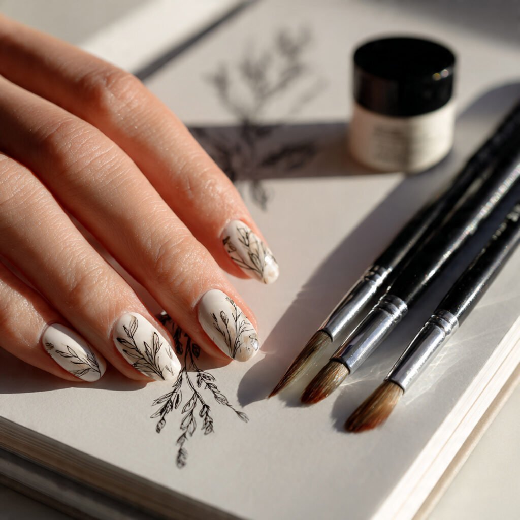 Graphic Line Gel Nail Ideas for Spring