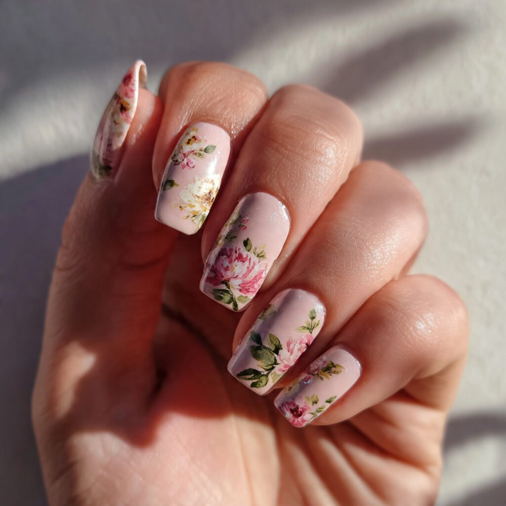 23 Square Nail Ideas You’ll Want to Copy This Season 11 Floral art inspired design