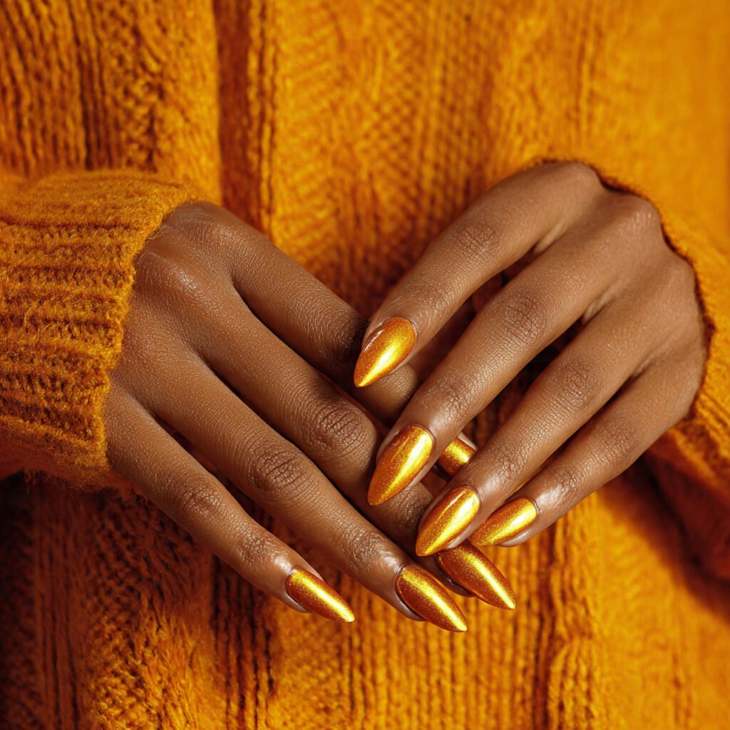 29 Fall Nail Ideas for Black Women From Burgundy to Gold Chrome 29 Harvest Gold Nail Ideas