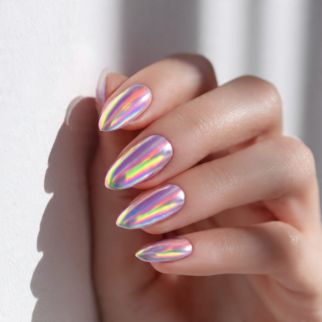 28 Easter Nail Ideas Spring Almond Looks You Will Obsess Over 28 Holographic Almond Nail Ideas for Spring