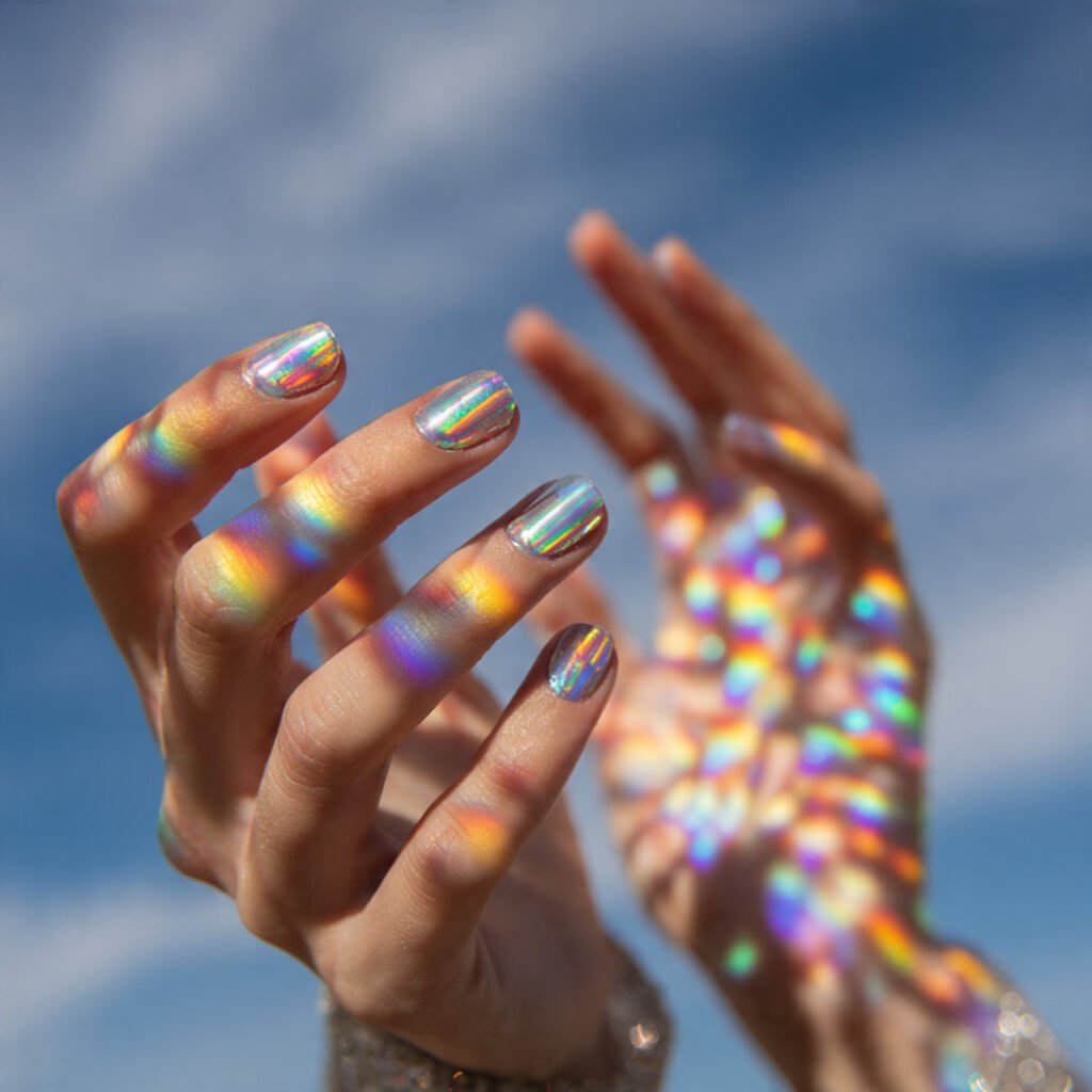 Holographic Gel Nail Ideas for Spring