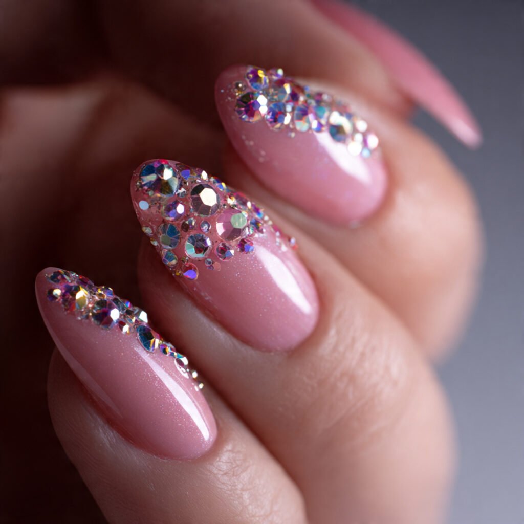 23 Square Nail Ideas You’ll Want to Copy This Season 10 Rhinestone glam detail style