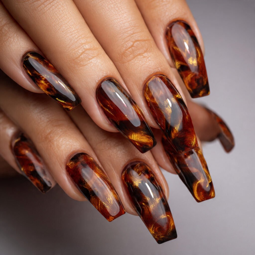 30 Best Dark Nail Ideas for Every Shade of Mysterious 29 Dark Tortoiseshell Nails Ideas