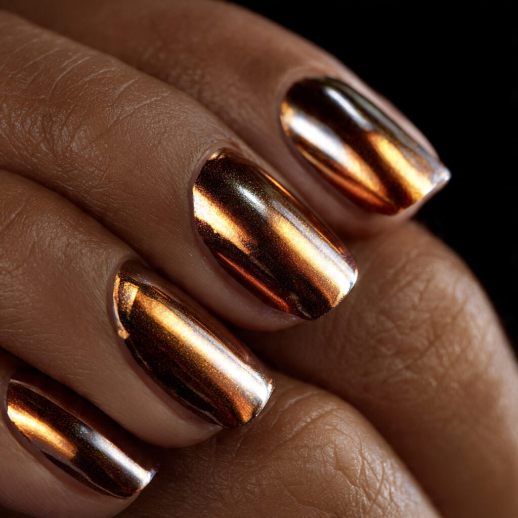 23 Square Nail Ideas You’ll Want to Copy This Season 8 Metallic shine touch look