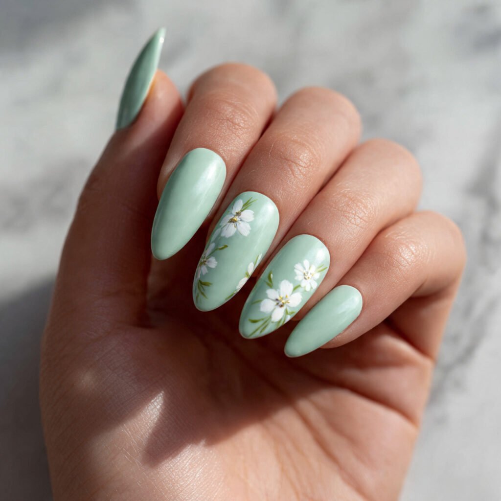 28 Easter Nail Ideas Spring Almond Looks You Will Obsess Over 6 Mint Green Almond Easter Nail Ideas