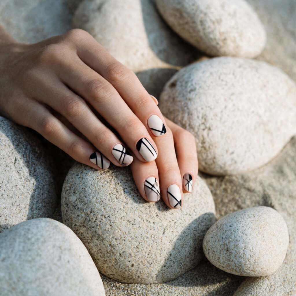28 Top beach nail ideas: Stunning Designs for Summer 2026 20 Modern Geometric Sand Ideas