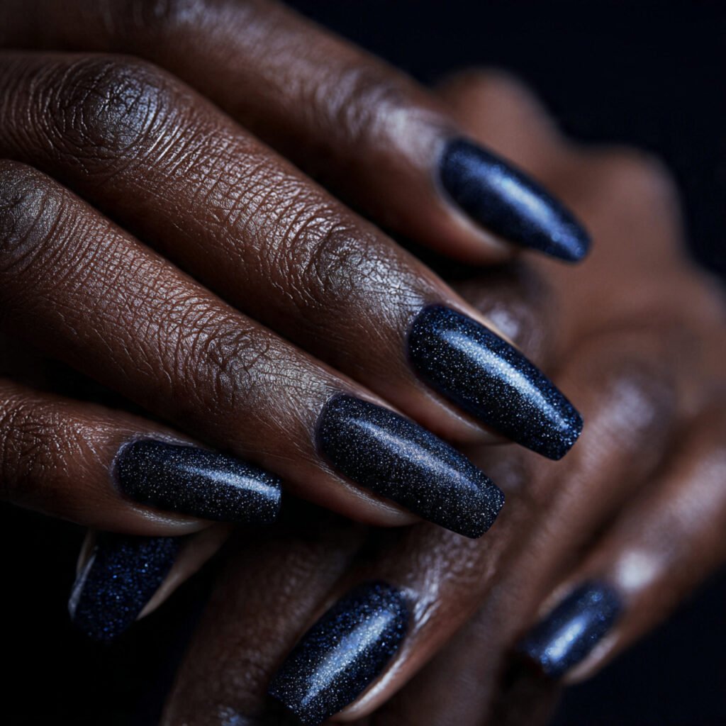 29 Fall Nail Ideas for Black Women From Burgundy to Gold Chrome 10 Moody Navy Fall Nail Ideas