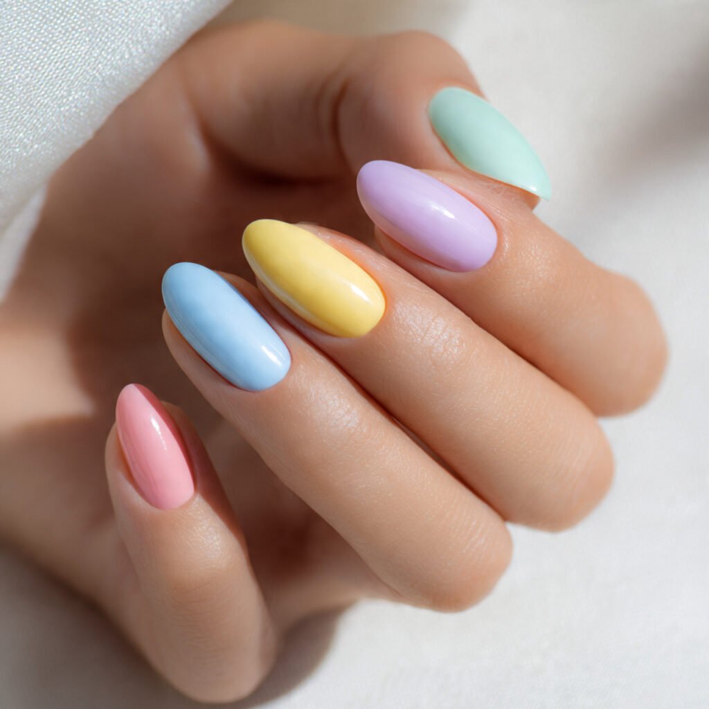 28 Stunning Easter Nail Ideas Pastel Designs You Need to Try Right Now 8 Multi Pastel Easter Nail Ideas