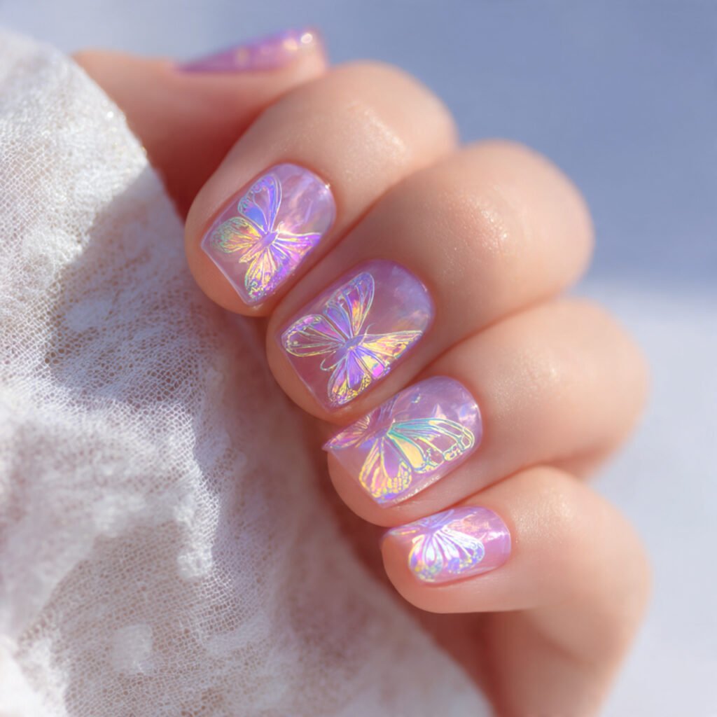 28 Stunning Easter Nail Ideas Pastel Designs You Need to Try Right Now 17 Pastel Butterfly Easter Nail Ideas