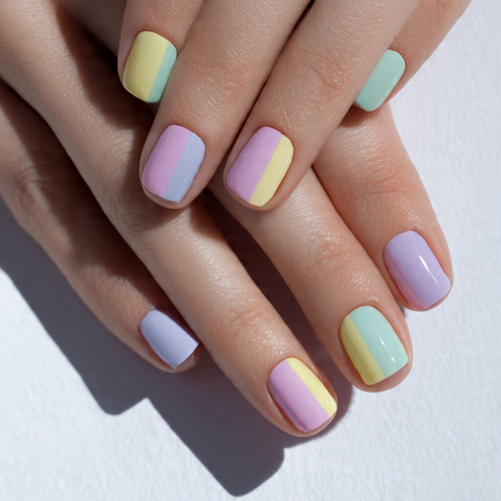 28 Stunning Easter Nail Ideas Pastel Designs You Need to Try Right Now 19 Pastel Color Block Nail Ideas