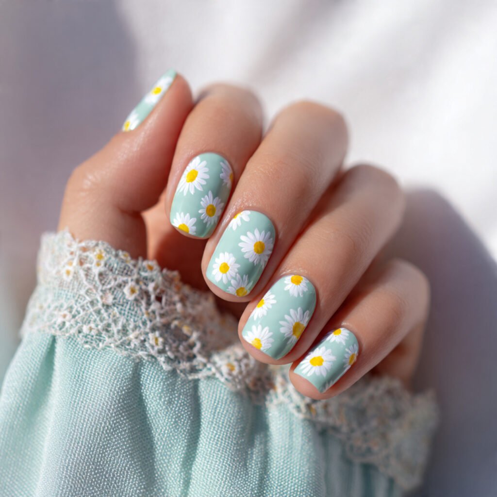 28 Stunning Easter Nail Ideas Pastel Designs You Need to Try Right Now 12 Pastel Daisy Nail Ideas